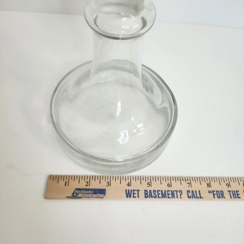 Handcrafted Danish‎ Design Glass Decanter Clear Round Stopper Romania 10.5in